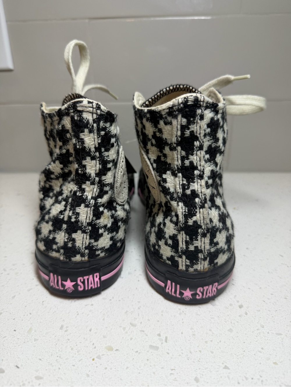 Converse Houndstooth High Tops - Black & Cream size 9 womens retro sneakers shoe - Picture 4 of 13
